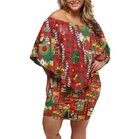 Mele Kalikimaka Pakalana Pikake Lei Family Matching Off Shoulder Short Dress and Hawaiian Shirt Hawaiian Rodeo Paniolo Omaomao Palaka - Polynesian Pride