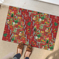 Mele Kalikimaka Pakalana Pikake Lei Rubber Doormat Hawaiian Rodeo Paniolo Omaomao Palaka - Polynesian Pride