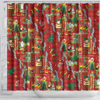 Mele Kalikimaka Pakalana Pikake Lei Shower Curtain Hawaiian Rodeo Paniolo Omaomao Palaka - Polynesian Pride