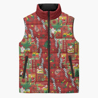 Mele Kalikimaka Pakalana Pikake Lei Sleeveless Puffer Jacket Hawaiian Rodeo Paniolo Omaomao Palaka - Polynesian Pride
