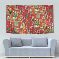 Mele Kalikimaka Pakalana Pikake Lei Tapestry Hawaiian Rodeo Paniolo Omaomao Palaka - Polynesian Pride