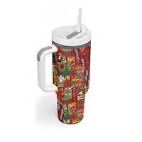 Mele Kalikimaka Pakalana Pikake Lei Tumbler With Handle Hawaiian Rodeo Paniolo Omaomao Palaka - Polynesian Pride