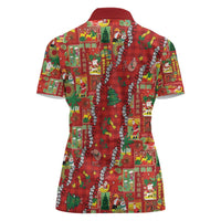 Mele Kalikimaka Pakalana Pikake Lei Women Polo Shirt Hawaiian Rodeo Paniolo Omaomao Palaka - Polynesian Pride