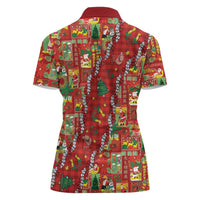 Mele Kalikimaka Pakalana Pikake Lei Women Polo Shirt Hawaiian Rodeo Paniolo Omaomao Palaka - Polynesian Pride
