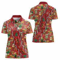 Mele Kalikimaka Pakalana Pikake Lei Women Polo Shirt Hawaiian Rodeo Paniolo Omaomao Palaka - Polynesian Pride