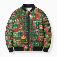 Mele Kalikimaka Pakalana Pikake Lei Bomber Puffer Jacket Hawaiian Rodeo Paniolo Ulaula Palaka LT9 Unisex Red - Polynesian Pride
