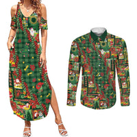 Mele Kalikimaka Pakalana Pikake Lei Couples Matching Summer Maxi Dress and Long Sleeve Button Shirt Hawaiian Rodeo Paniolo Ulaula Palaka - Polynesian Pride