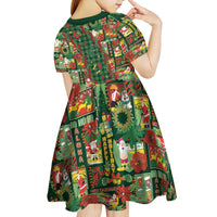 Mele Kalikimaka Pakalana Pikake Lei Kid Short Sleeve Dress Hawaiian Rodeo Paniolo Ulaula Palaka - Polynesian Pride