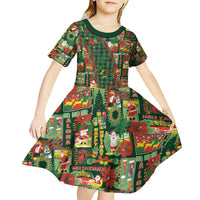 Mele Kalikimaka Pakalana Pikake Lei Kid Short Sleeve Dress Hawaiian Rodeo Paniolo Ulaula Palaka - Polynesian Pride