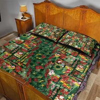 Mele Kalikimaka Pakalana Pikake Lei Quilt Bed Set Hawaiian Rodeo Paniolo Ulaula Palaka - Polynesian Pride