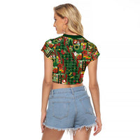 Mele Kalikimaka Pakalana Pikake Lei Raglan Cropped T Shirt Hawaiian Rodeo Paniolo Ulaula Palaka LT9 - Polynesian Pride