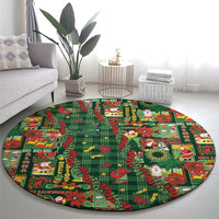 Mele Kalikimaka Pakalana Pikake Lei Round Carpet Hawaiian Rodeo Paniolo Ulaula Palaka - Polynesian Pride