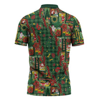 Mele Kalikimaka Pakalana Pikake Lei Zipper Polo Shirt Hawaiian Rodeo Paniolo Ulaula Palaka - Polynesian Pride