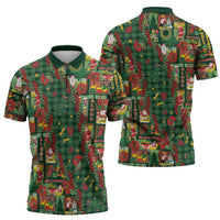 Mele Kalikimaka Pakalana Pikake Lei Zipper Polo Shirt Hawaiian Rodeo Paniolo Ulaula Palaka - Polynesian Pride