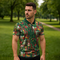Mele Kalikimaka Pakalana Pikake Lei Zipper Polo Shirt Hawaiian Rodeo Paniolo Ulaula Palaka - Polynesian Pride