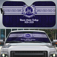 Tonga Queen Salote College 100 years Auto Sun Shade QSC 1926-2026 Tongan Pattern LT9 Blue - Polynesian Pride