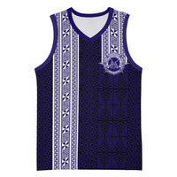 Tonga Queen Salote College 100 years Basketball Jersey QSC 1926-2026 Tongan Pattern LT9 Unisex Blue - Polynesian Pride