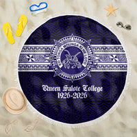Tonga Queen Salote College 100 years Beach Blanket QSC 1926-2026 Tongan Pattern LT9 One Size 150cm Blue - Polynesian Pride