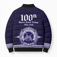 Tonga Queen Salote College 100 years Bomber Puffer Jacket QSC 1926-2026 Tongan Pattern LT9 - Polynesian Pride