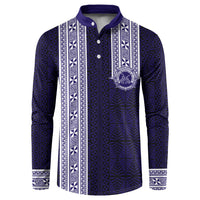 Tonga Queen Salote College 100 years Button Sweatshirt QSC 1926-2026 Tongan Pattern LT9 Blue - Polynesian Pride