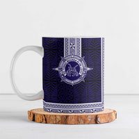 Tonga Queen Salote College 100 years Ceramic Mug QSC 1926-2026 Tongan Pattern LT9 Blue - Polynesian Pride