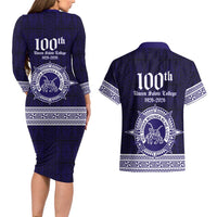 Tonga Queen Salote College 100 years Couples Matching Long Sleeve Bodycon Dress and Hawaiian Shirt QSC 1926-2026 Tongan Pattern