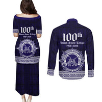 Tonga Queen Salote College 100 years Couples Matching Puletasi and Long Sleeve Button Shirt QSC 1926-2026 Tongan Pattern LT9 - Polynesian Pride