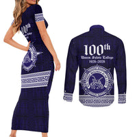 Tonga Queen Salote College 100 years Couples Matching Short Sleeve Bodycon Dress and Long Sleeve Button Shirt QSC 1926-2026 Tongan Pattern