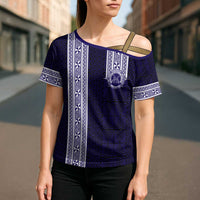 Tonga Queen Salote College 100 years Cross Shoulder Shirt QSC 1926-2026 Tongan Pattern LT9 - Polynesian Pride