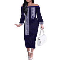 Tonga Queen Salote College 100 years Family Matching Off The Shoulder Long Sleeve Dress and Hawaiian Shirt QSC 1926-2026 Tongan Pattern