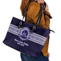 Tonga Queen Salote College 100 years Leather Tote Bag QSC 1926-2026 Tongan Pattern LT9 - Polynesian Pride