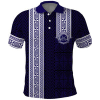 Tonga Queen Salote College 100 years Polo Shirt QSC 1926-2026 Tongan Pattern LT9 Blue - Polynesian Pride