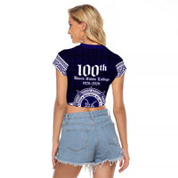 Tonga Queen Salote College 100 years Raglan Cropped T Shirt QSC 1926-2026 Tongan Pattern LT9 - Polynesian Pride