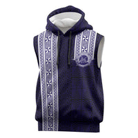 Tonga Queen Salote College 100 years Sleeveless Hoodie QSC 1926-2026 Tongan Pattern LT9 Blue - Polynesian Pride
