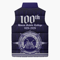 Tonga Queen Salote College 100 years Sleeveless Puffer Jacket QSC 1926-2026 Tongan Pattern LT9 - Polynesian Pride