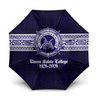 Tonga Queen Salote College 100 years Umbrella QSC 1926-2026 Tongan Pattern LT9 One Size Folded 11.42 inch Opened Diameter 37.4 inch Blue - Polynesian Pride
