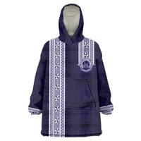 Tonga Queen Salote College 100 years Wearable Blanket Hoodie QSC 1926-2026 Tongan Pattern LT9 One Size Blue - Polynesian Pride