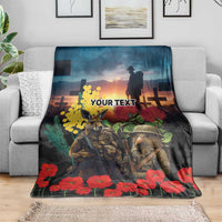 Kangaroo-Kiwi Soldier ANZAC Personalised Blanket Golden Wattle and Pohutukawa Flowers LT9 - Polynesian Pride