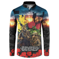 Kangaroo-Kiwi Soldier ANZAC Personalised Button Sweatshirt Golden Wattle and Pohutukawa Flowers LT9 Black - Polynesian Pride