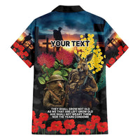Kangaroo-Kiwi Soldier ANZAC Personalised Family Matching Long Sleeve Bodycon Dress and Hawaiian Shirt Golden Wattle and Pohutukawa Flowers