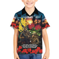 Kangaroo-Kiwi Soldier ANZAC Personalised Family Matching Puletasi and Hawaiian Shirt Golden Wattle and Pohutukawa Flowers