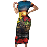 Kangaroo-Kiwi Soldier ANZAC Personalised Family Matching Short Sleeve Bodycon Dress and Hawaiian Shirt Golden Wattle and Pohutukawa Flowers