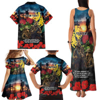 Kangaroo-Kiwi Soldier ANZAC Personalised Family Matching Tank Maxi Dress and Hawaiian Shirt Golden Wattle and Pohutukawa Flowers