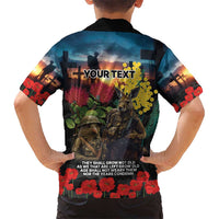 Kangaroo-Kiwi Soldier ANZAC Personalised Kid Hawaiian Shirt Golden Wattle and Pohutukawa Flowers