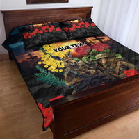Kangaroo-Kiwi Soldier ANZAC Personalised Quilt Bed Set Golden Wattle and Pohutukawa Flowers LT9 - Polynesian Pride