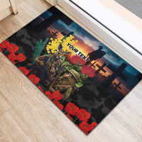 Kangaroo-Kiwi Soldier ANZAC Personalised Rubber Doormat Golden Wattle and Pohutukawa Flowers LT9 - Polynesian Pride