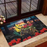 Kangaroo-Kiwi Soldier ANZAC Personalised Rubber Doormat Golden Wattle and Pohutukawa Flowers LT9 - Polynesian Pride