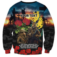 Kangaroo-Kiwi Soldier ANZAC Personalised Sweatshirt Golden Wattle and Pohutukawa Flowers LT9 - Polynesian Pride