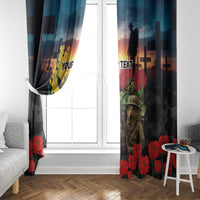 Kangaroo-Kiwi Soldier ANZAC Personalised Window Curtain Golden Wattle and Pohutukawa Flowers LT9 - Polynesian Pride