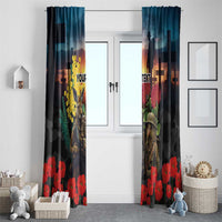 Kangaroo-Kiwi Soldier ANZAC Personalised Window Curtain Golden Wattle and Pohutukawa Flowers LT9 - Polynesian Pride